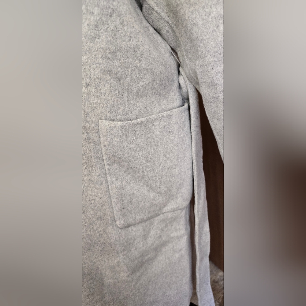 Gray Women's Belted Handmade Wool Coat - Picture 5 of 10